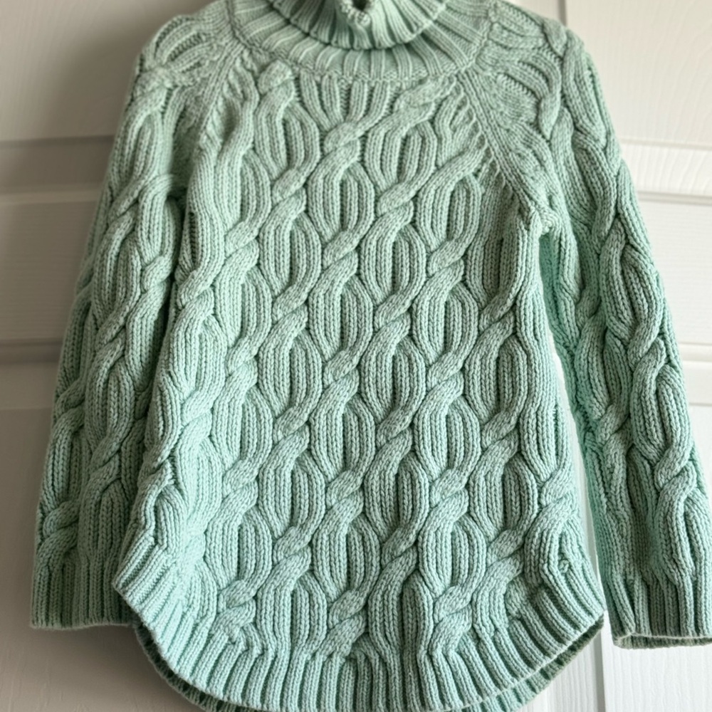 Cynthia Rowley Girls Green Cable Knit Sweater